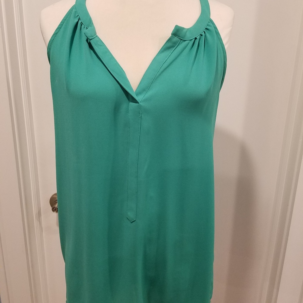 women green halter silky blouse top  medium Y2k